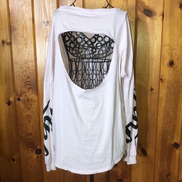 PINK Victoria’s Secret long sleeve open back long sleeve shirt small oversized​ - Picture 5 of 5